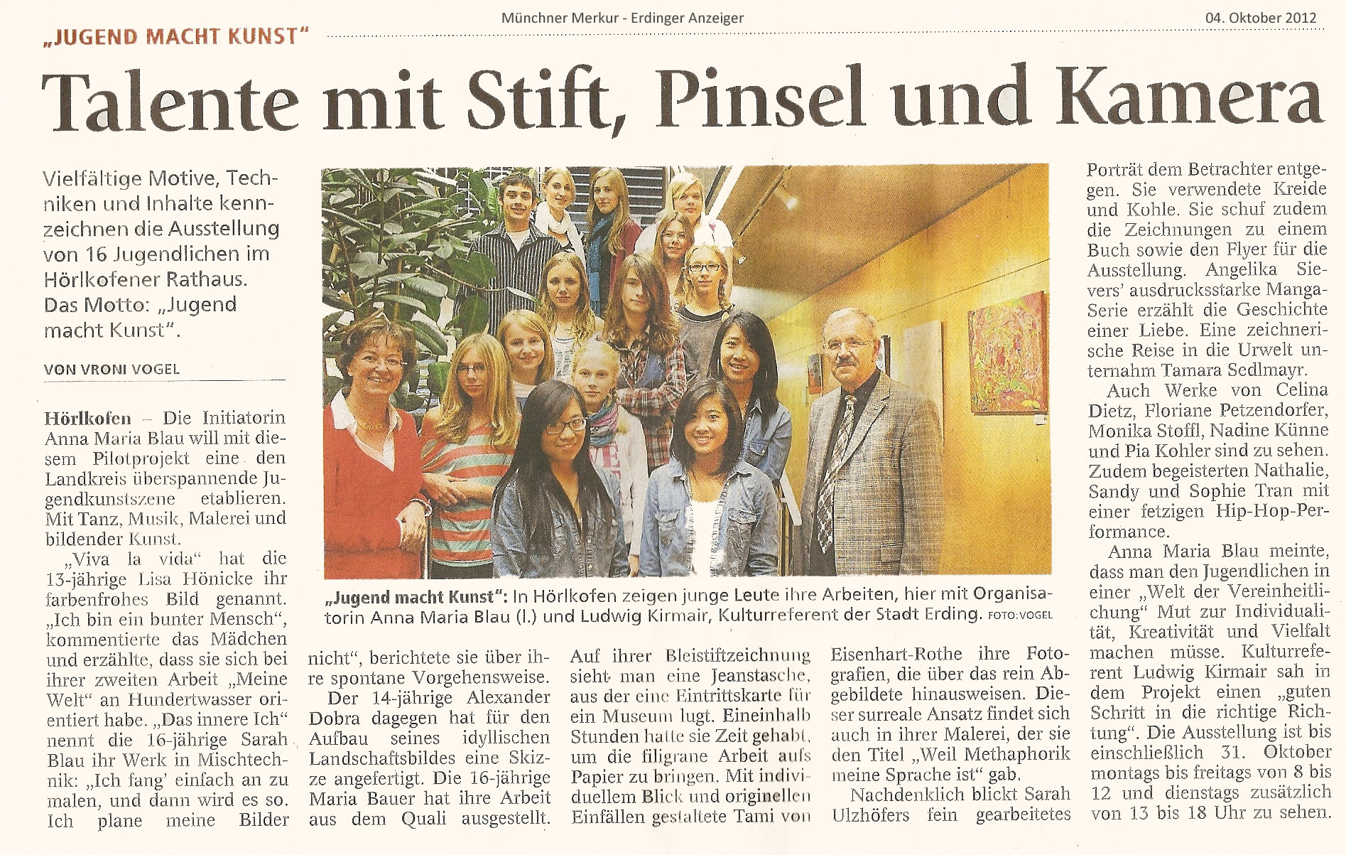 Ambigua-Jugend-macht-Kunst-Talente mit Stift, Pinsel und Kamera, M�nchner Merkur